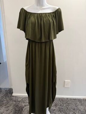 Cupshe Olive Green One-Shoulder Maxi Dress